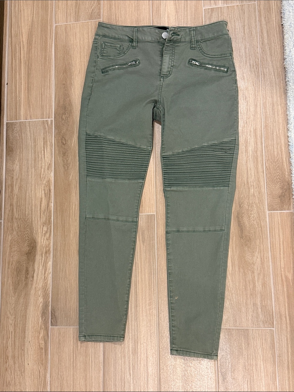 Vici Olive Skinny Moto Jeans